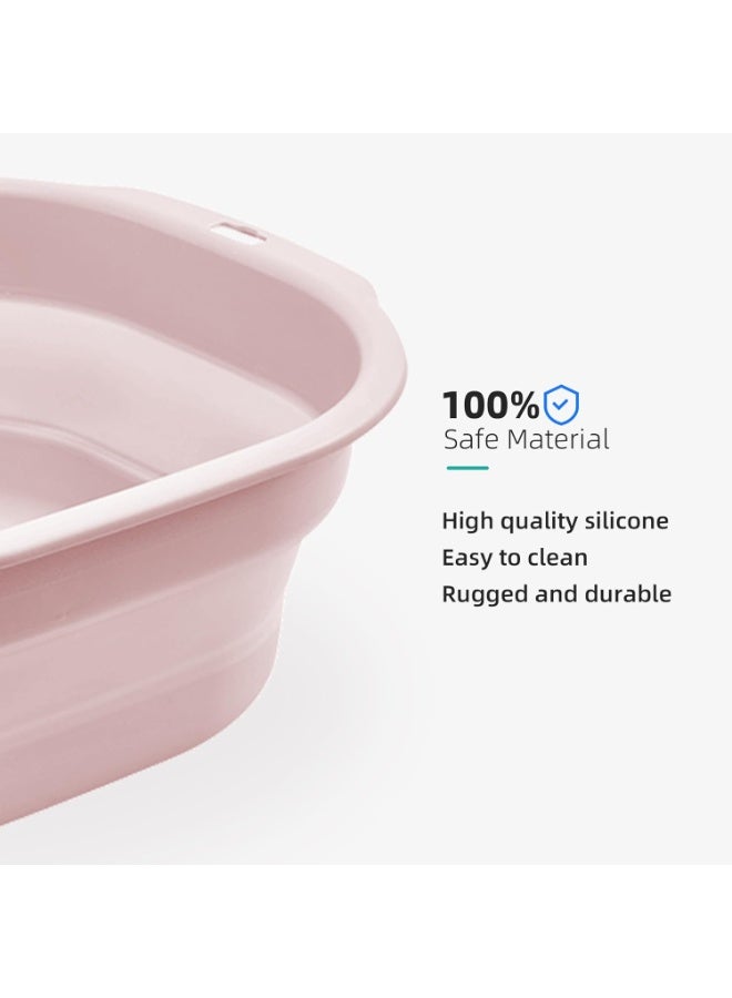 Arabest Collapsible Wash Basin Set of 2, Foldable Small Medium Size Wash Basin, Portable Plastic Basins for Laundry, Bottles, Travel, Camping (Pink) - Image 4